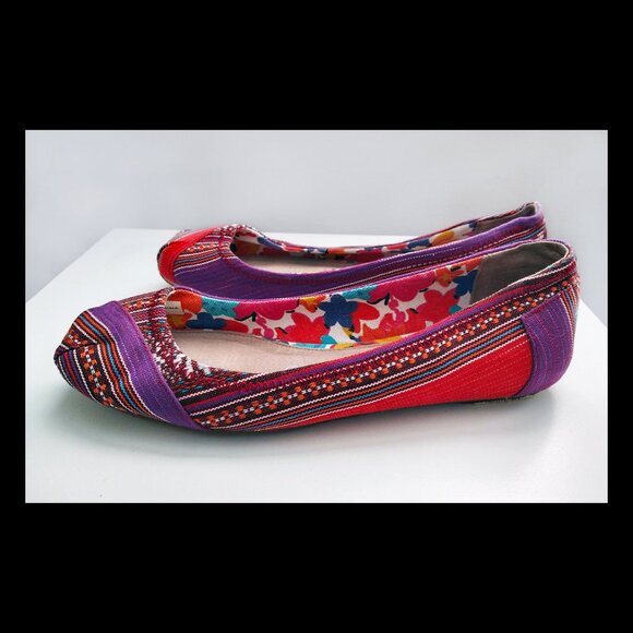 Toms Shoes - Beautiful Multicolour Woven Flats, Women's Size 9 - Picture 2 of 5
